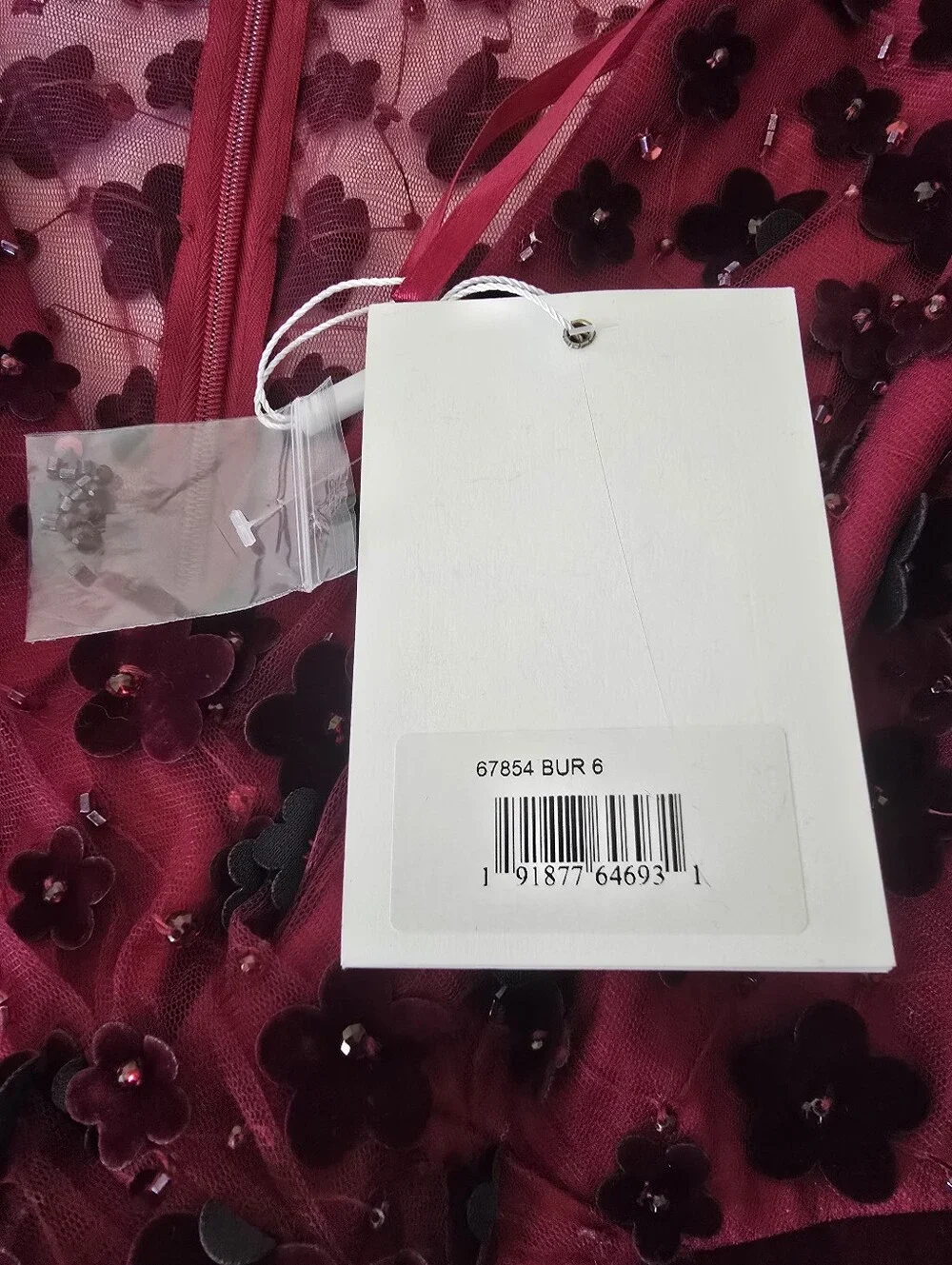 MAC DUGGAL Floral Appliqué Cocktail Midi Dress Burgundy NEW Size 6 Velvet
